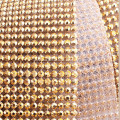 Hot Fix Diamond Mesh Rhinestone Ribbon in Gold Setting